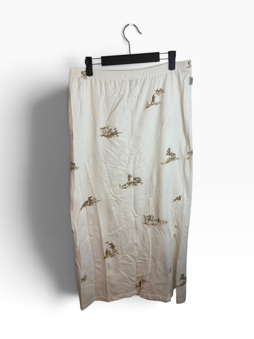 Oilily Vintage Western Print White Stretch Midi Skirt